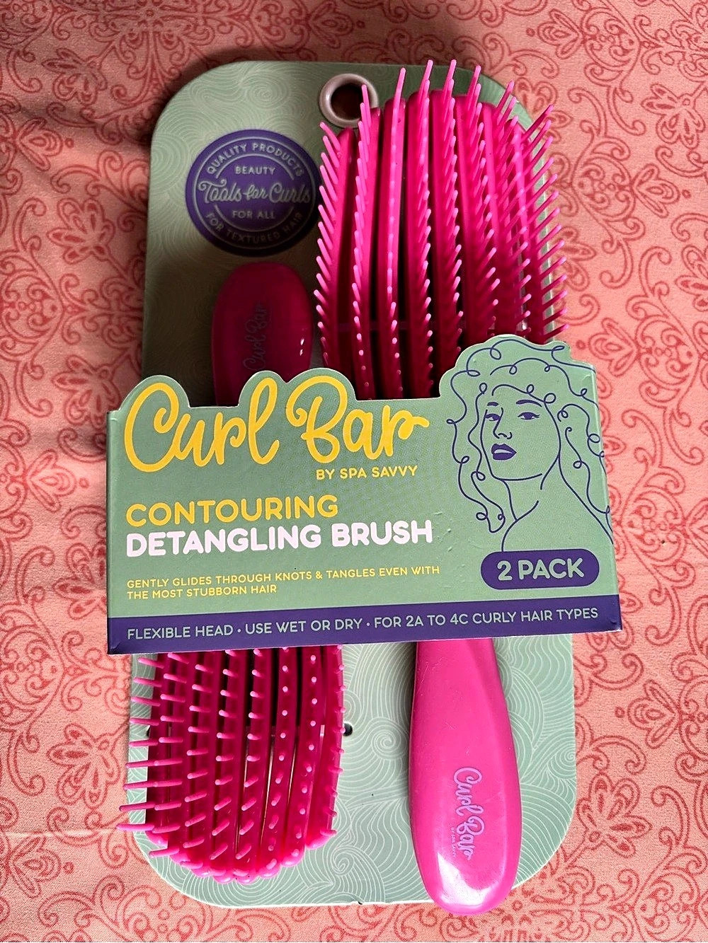 Curl Bar Contouring Detangling Brush 2 Pack Pink 2-Pack NWT